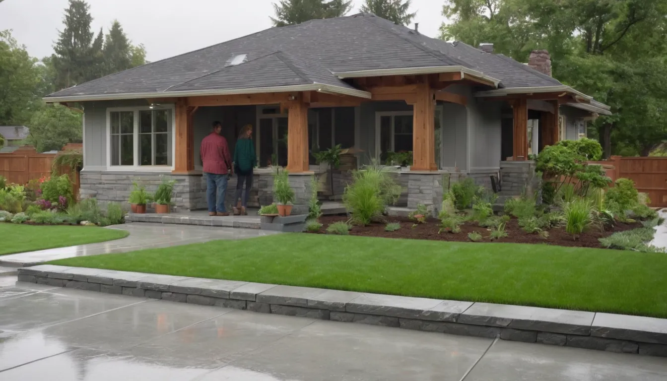 A new concrete patio beside a wood-frame home in the Seattle area, ready for outdoor seating